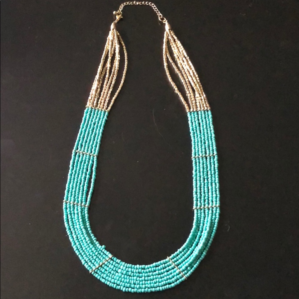 Turquoise and gold statement necklace